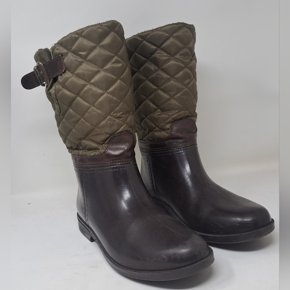 Storm By Cougar Women's Sassy Rain Boots Boot Olive Quilted Buckle Size 9 US - Picture 2 of 14